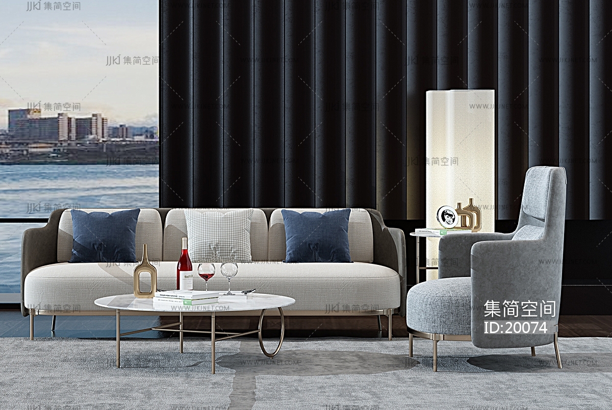 H15-0213意大利 米洛提 Minotti 现代沙发组合13d模型下载-【集简空间】「每日更新」