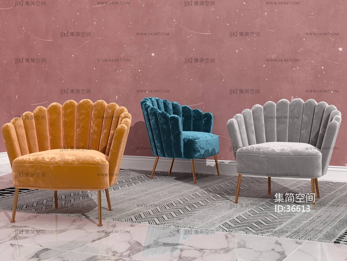 H29-0329简欧式现代单人休闲沙发椅子组合3d模型下载-【集简空间】「每日更新」