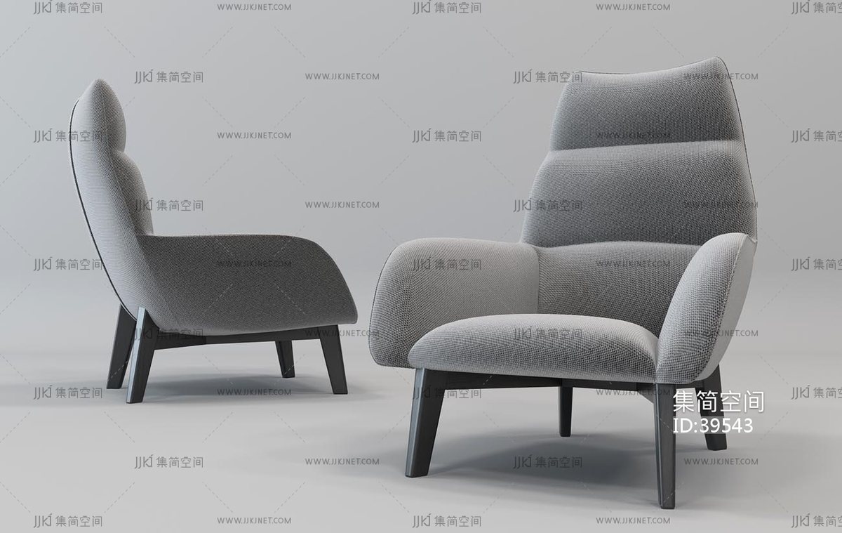 H06-0509现代简欧式单人休闲沙发3d模型下载-【集简空间】「每日更新」