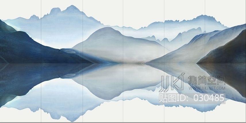 中式花纹 新中式水墨山水壁画壁布壁纸墙纸屏风图案a (9)[贴图id:030