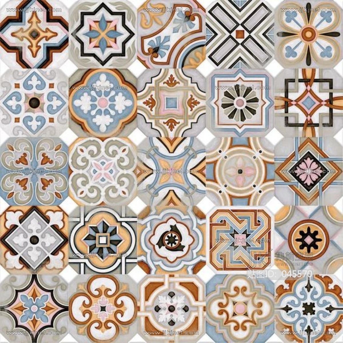 欧式地中海民族花纹瓷砖花砖贴图 (19)材质贴图下载-【集简空间】「每日更新」