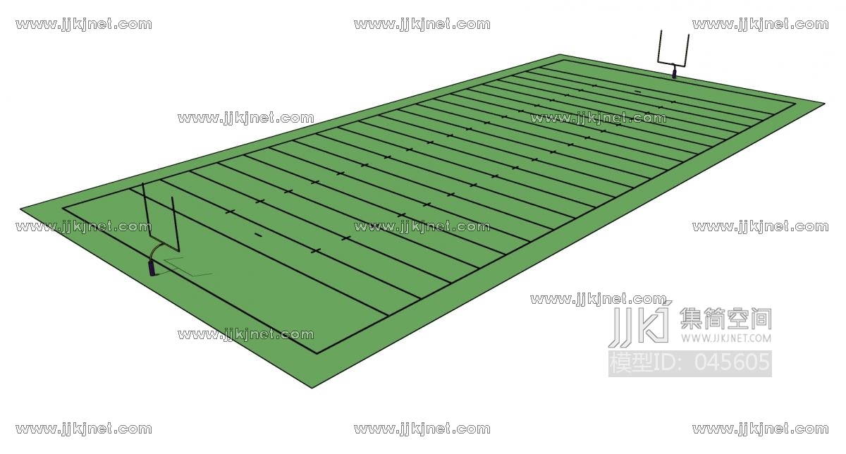 美式足球橄榄球赛场场地场馆运动场 (2)su草图模型下载
