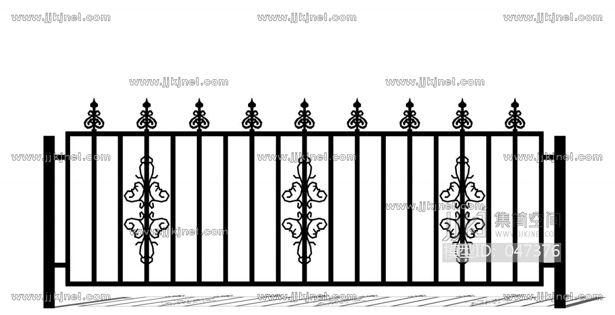 欧式铁艺栏杆护栏扶手158su草图模型下载
