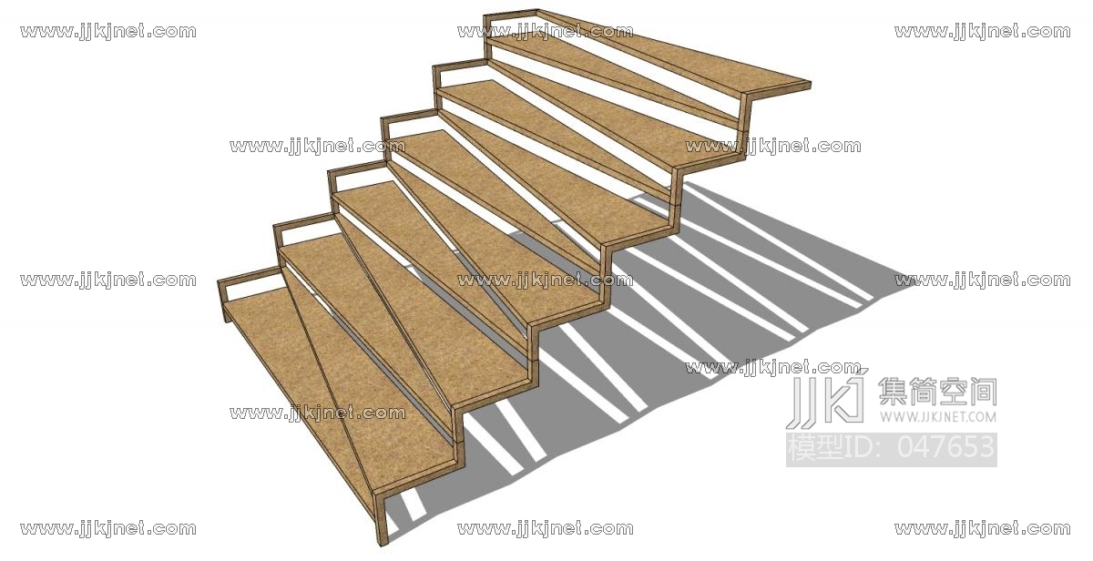 现代钢架楼梯踏步 (9)su草图模型下载