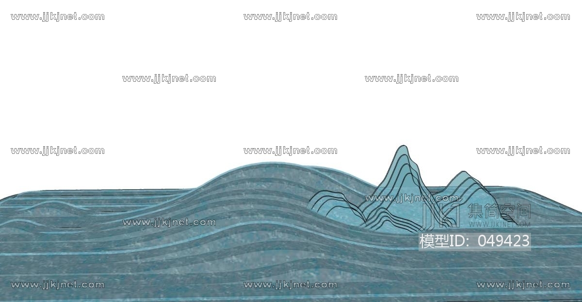 新中式假山山形片石石头景观造景造型 (7)su草图模型下载
