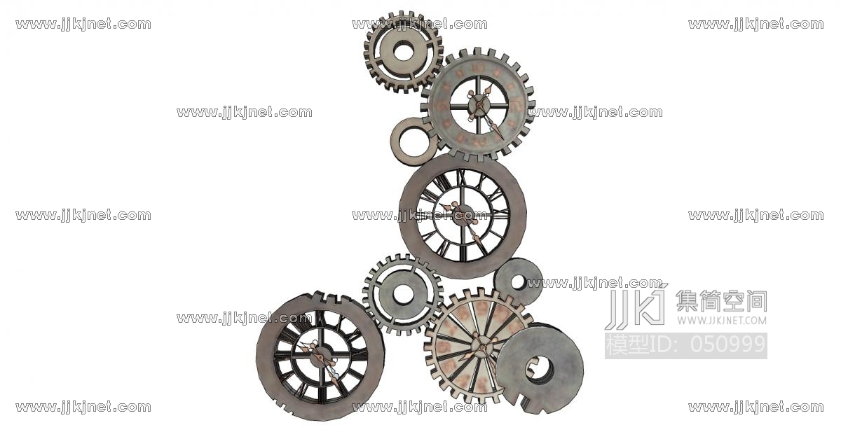 工业风齿轮摆件装饰SketchUp