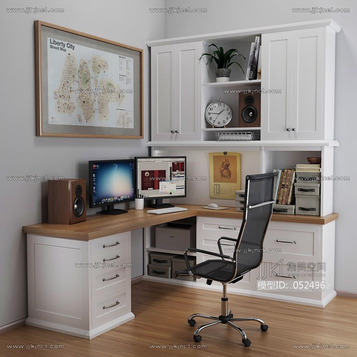 现代风格女儿房写字台 书柜-室内设计-拓者设计吧