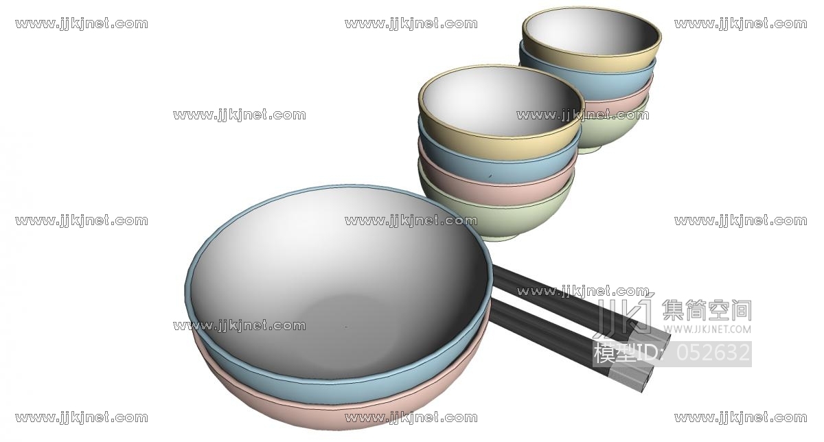 餐具碗筷sketchup13su草图模型下载