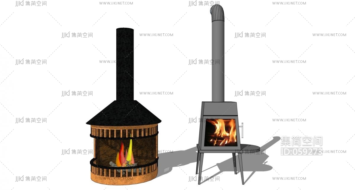 (10)工业风火炉壁炉草图模型