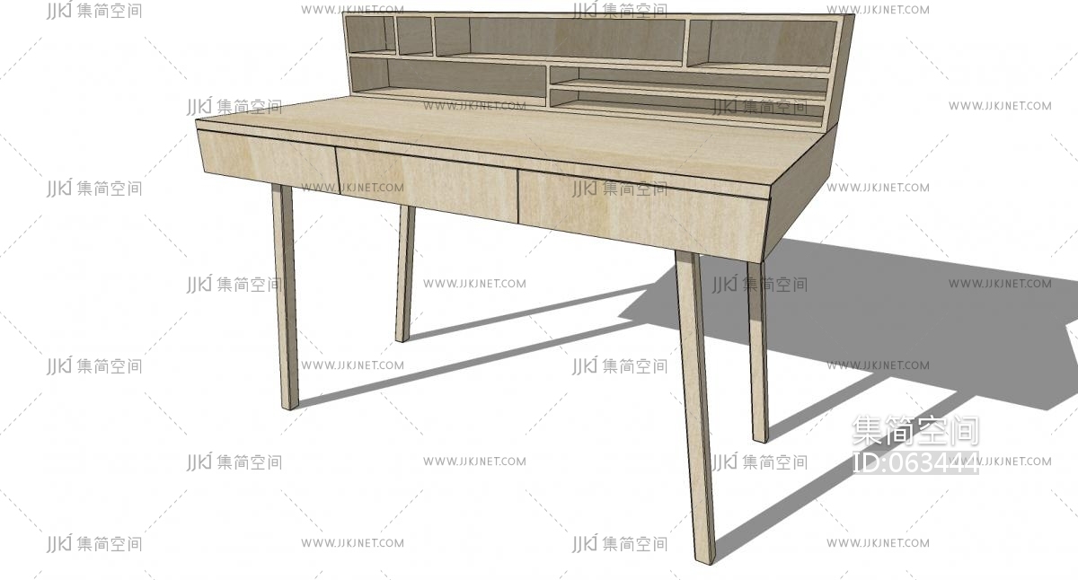 现代简约实木桌子书桌写字桌sketchup下 (7)su草图模型下载