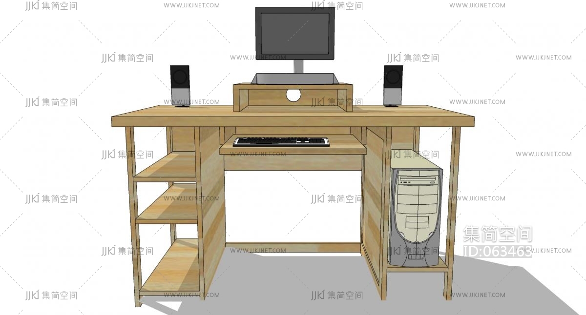 现代实木桌子椅子电脑桌sketchup下su草图模型下载