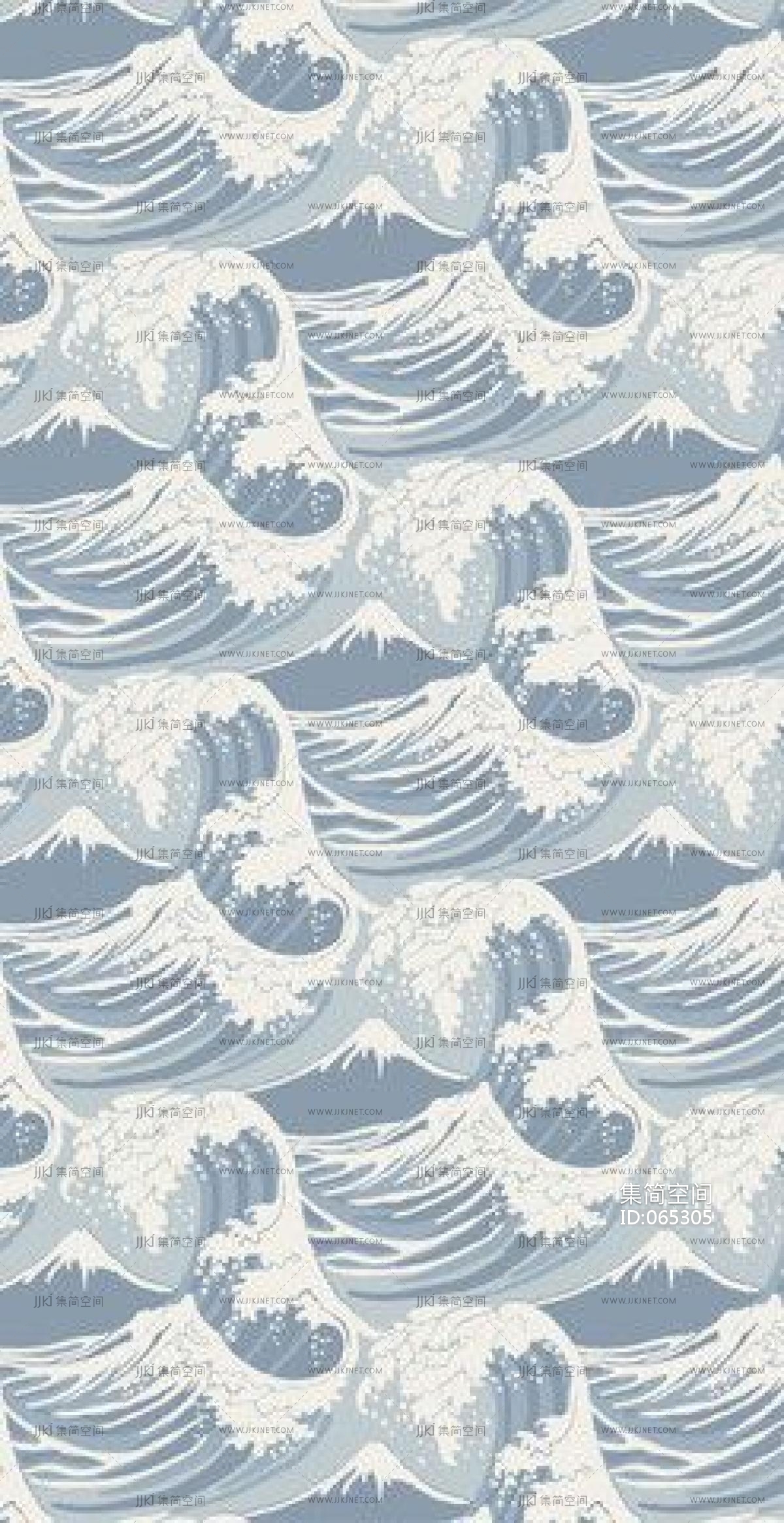 日式新中式水纹海浪图案手绘壁纸壁布壁画a (1)材质贴图下载
