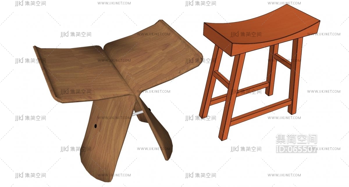 8现代异形座椅凳子坐墩坐凳板凳su草图模型下载