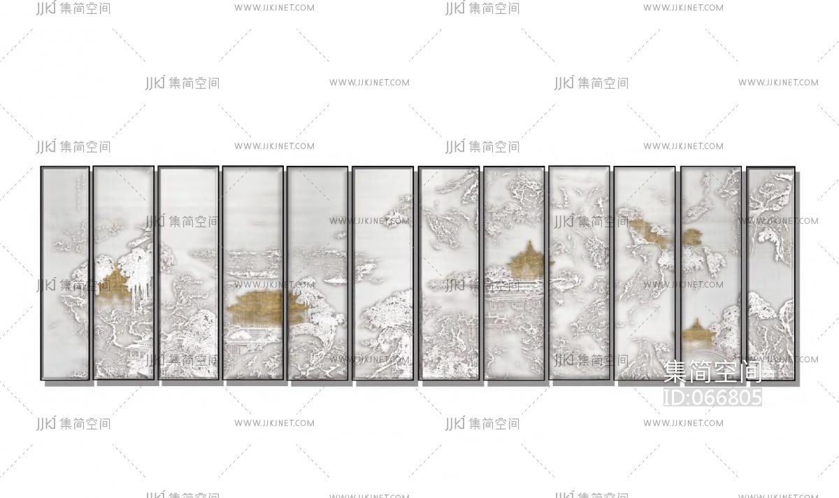 新中式抽象水墨山水肌理装饰画背景画屏风软包硬包背景画 (5)材质贴图下载-【集简空间】「每日更新」