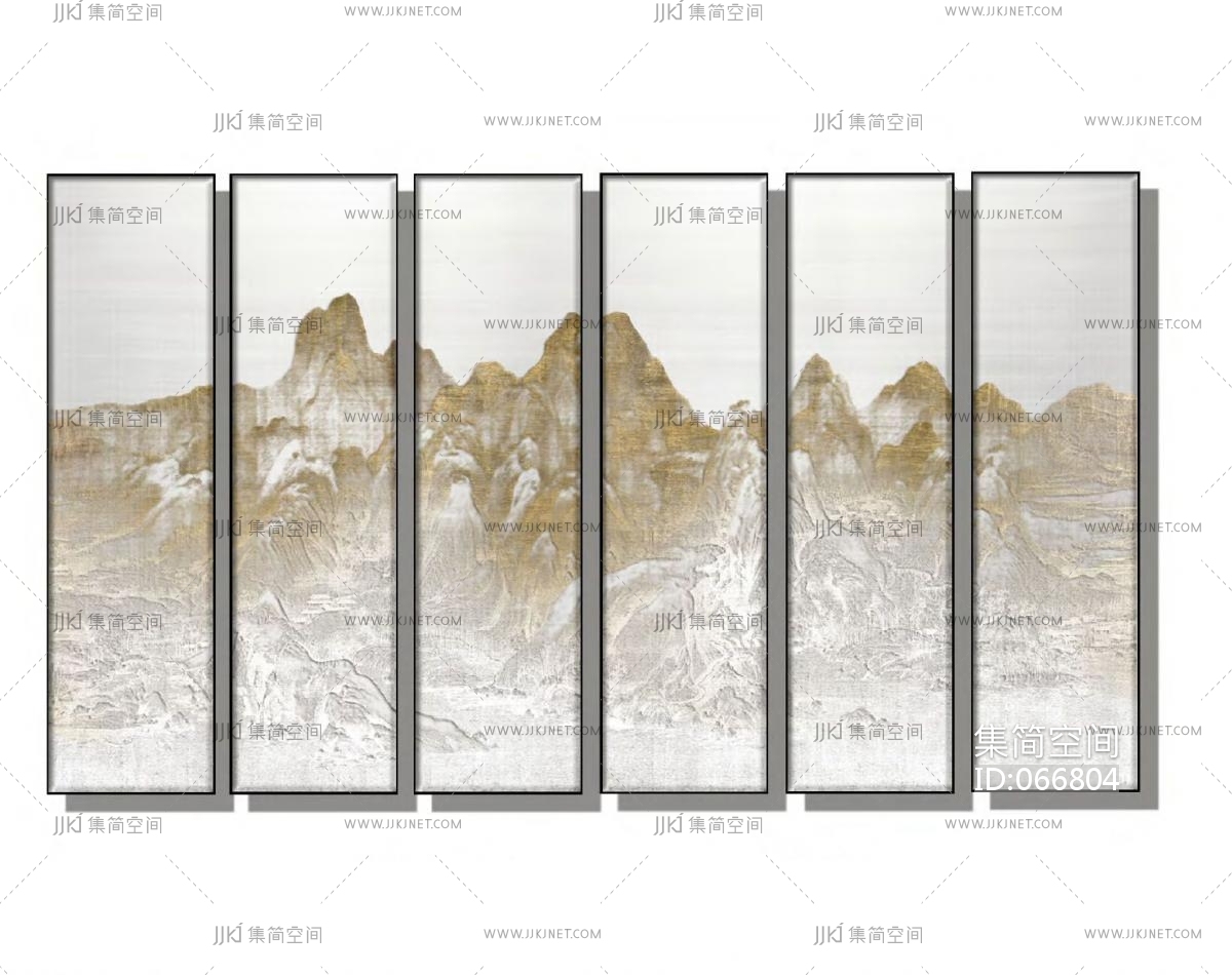 新中式抽象水墨山水肌理装饰画背景画屏风软包硬包背景画 (6)材质贴图下载-【集简空间】「每日更新」