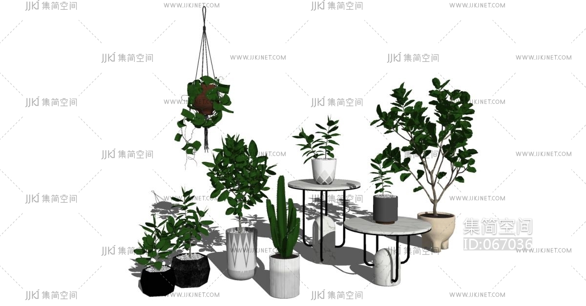 09现代绿植,盆栽,花盆,植物花盆吊篮仙人掌su草图模型下载-【集简空间】「每日更新」