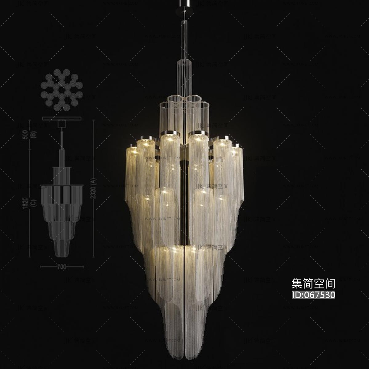 114-现代欧式水晶吊灯cr材质3d模型下载-【集简空间】「每日更新」