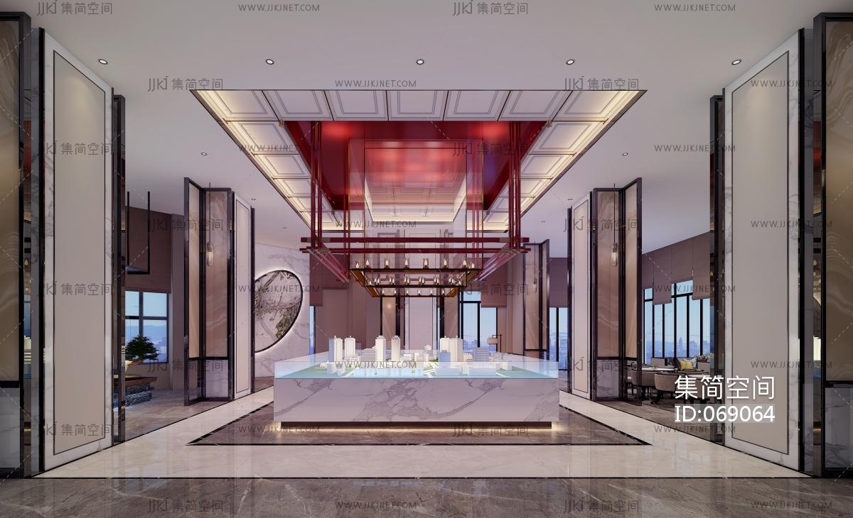 售楼处大堂沙盘区3d模型下载-【集简空间】「每日更新」