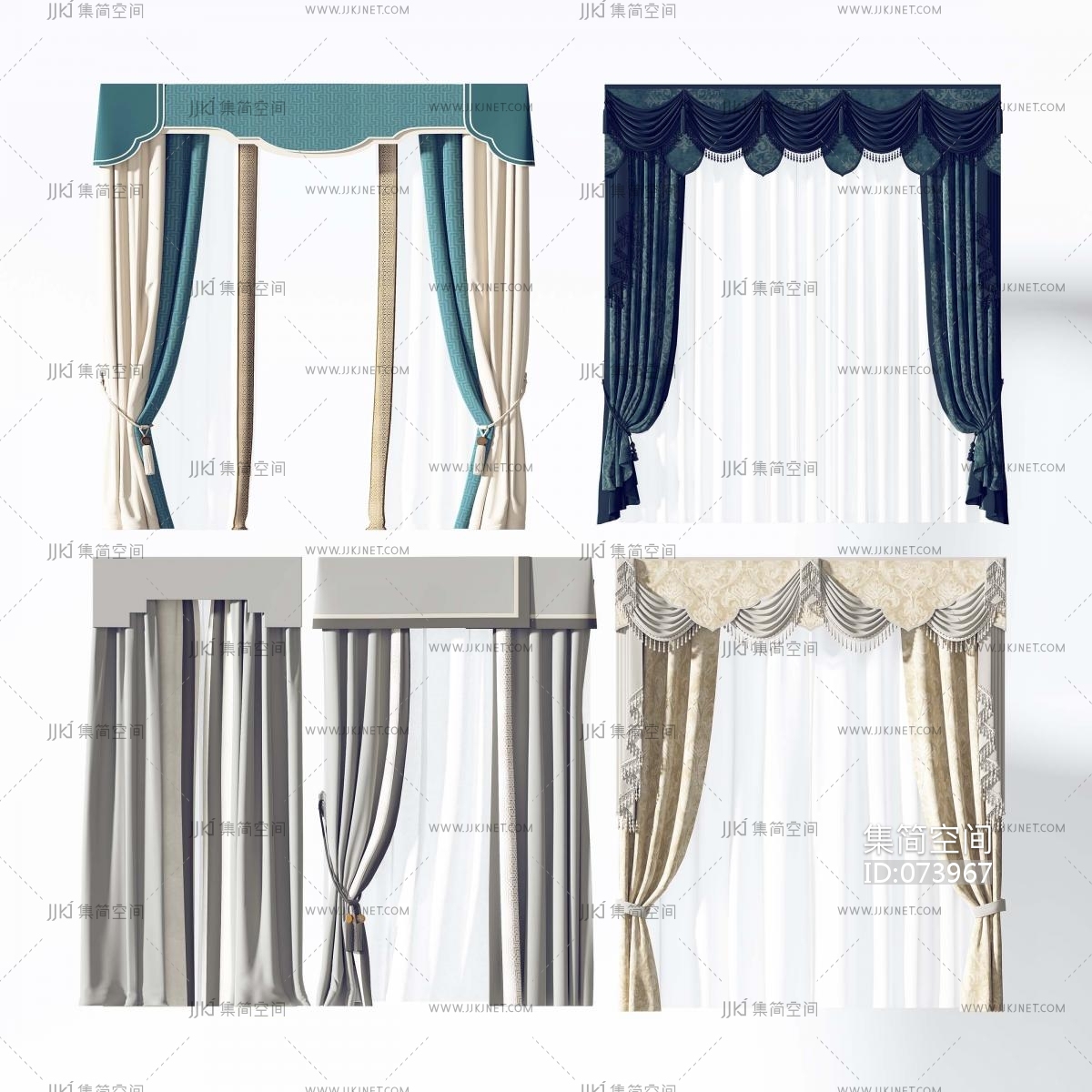 古典美式窗帘装修效果图 – 设计本装修效果图