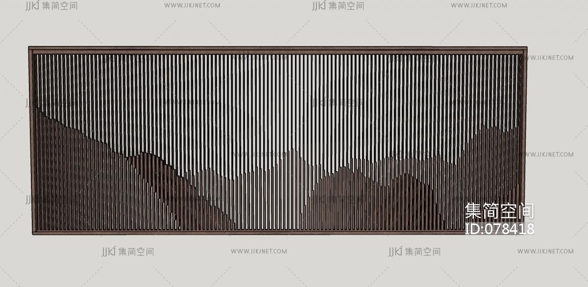 27日式山纹格栅 新中式风格景墙围墙 中式屏风隔断 木制山水造型隔断