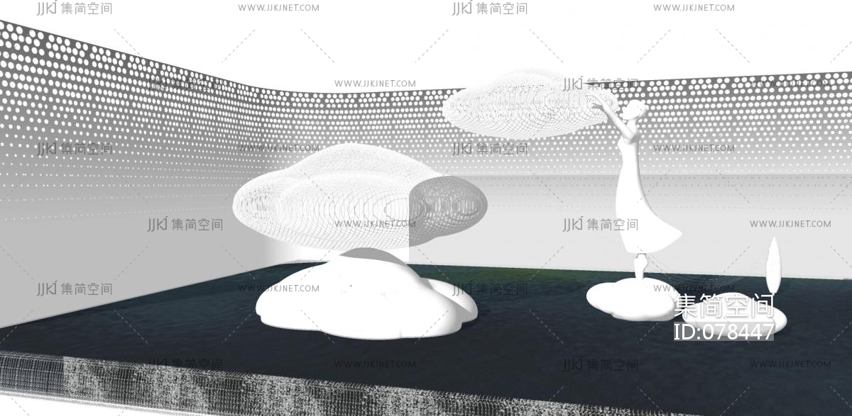 57云朵雕塑 现代雕塑小品_镂空铁丝_异形云朵创意雕塑_住宅小区雕塑