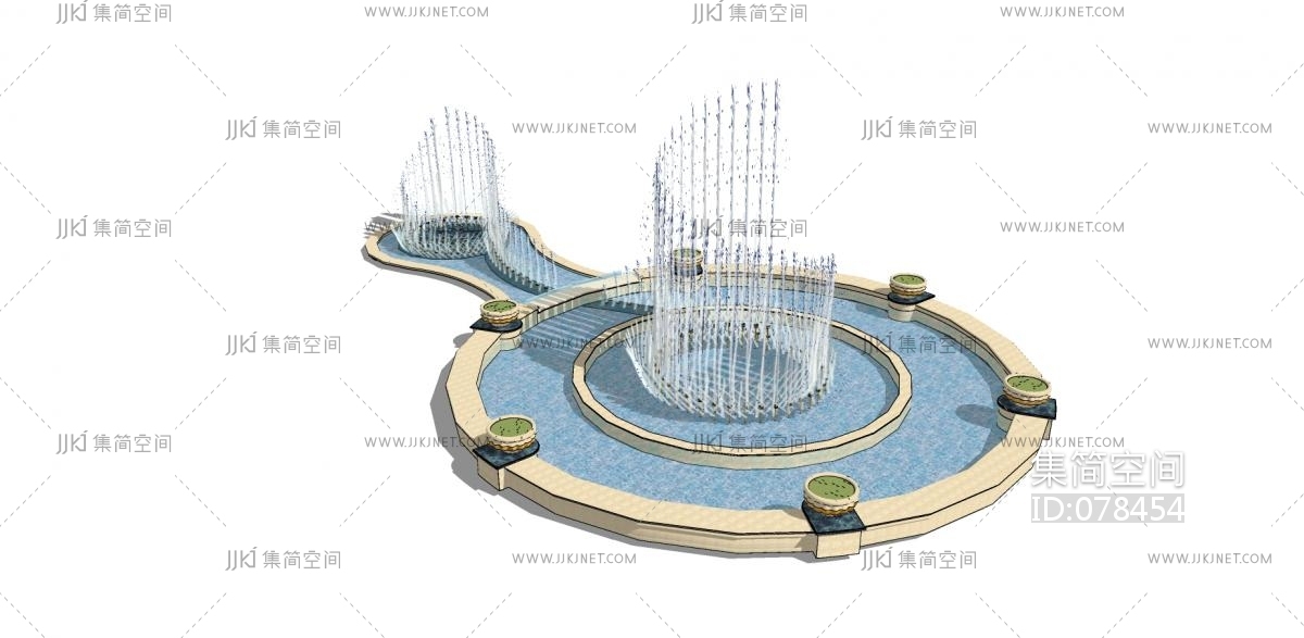 64喷泉小景 小区喷泉景观 水景 欧式喷泉 庭院景观水景su草图模型下载-【集简空间】「每日更新」