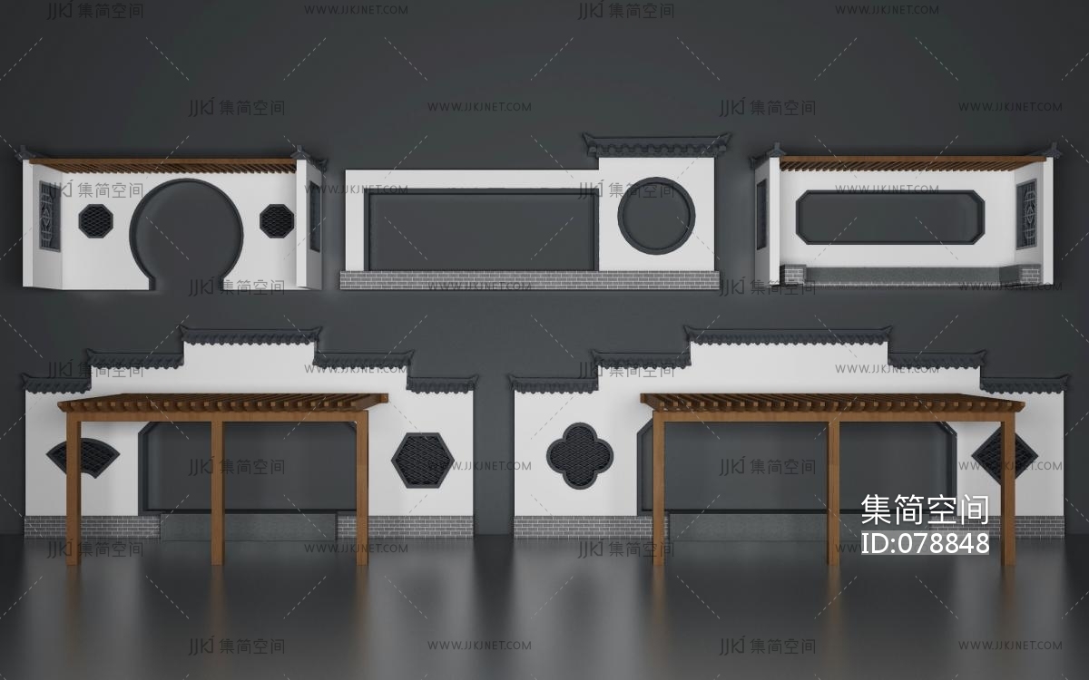 中式古建院墙 3d模型下载-【集简空间】「每日更新」