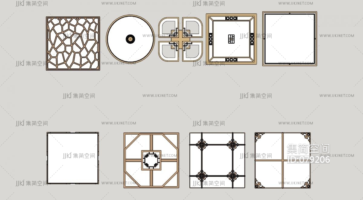 现代方形吸顶灯 装饰吸顶灯组合su草图模型下载