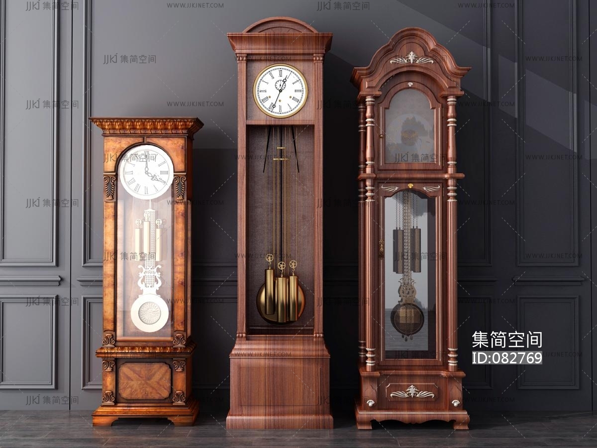 美式钟表挂钟模型-室内设计-拓者设计吧