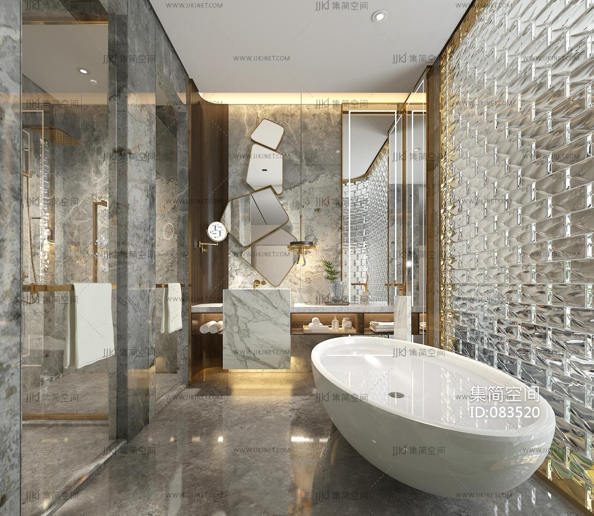 家装卫生间浴缸效果图 – 设计本装修效果图