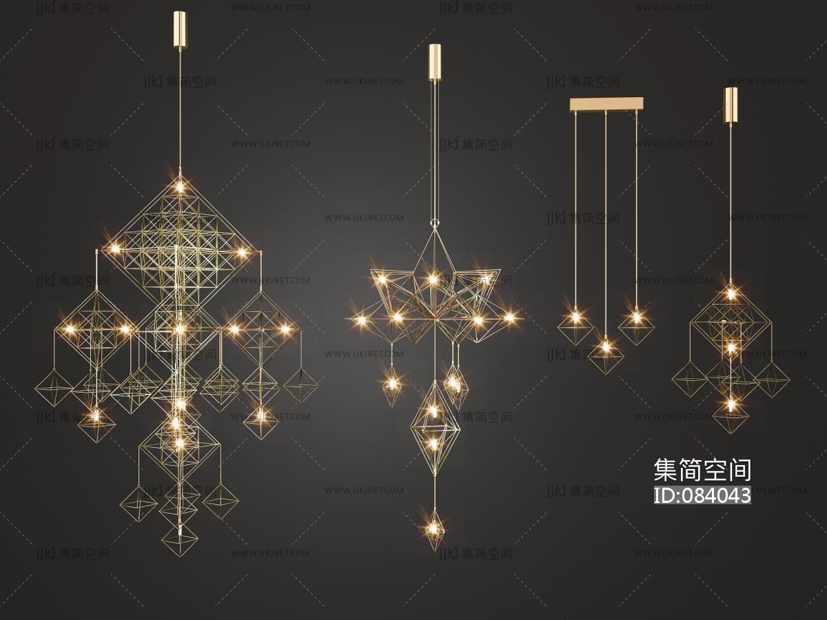 现代铁艺吊灯3d模型下载-【集简空间】「每日更新」
