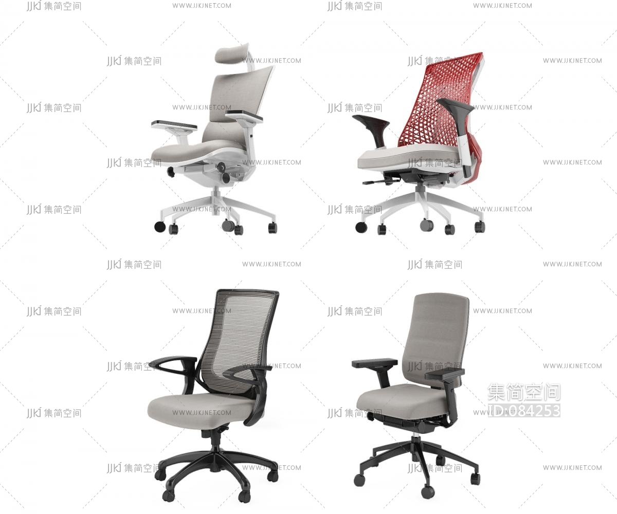 现代办公椅,办公转椅职员椅3d模型下载-【集简空间】「每日更新」