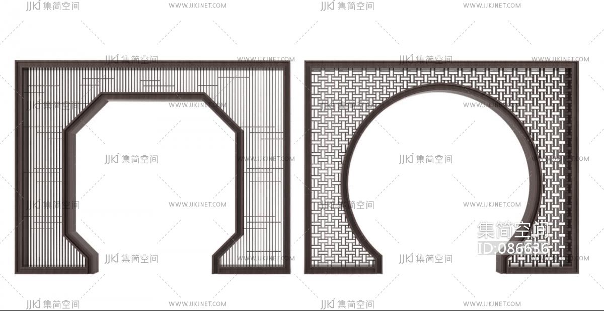 新中式花格 -【集简空间】3d模型_su模型_贴图_草图模型「免费下载