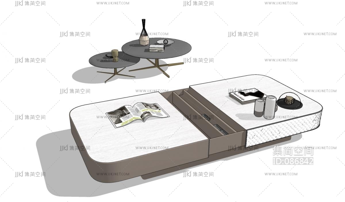现代轻奢茶几su草图模型下载