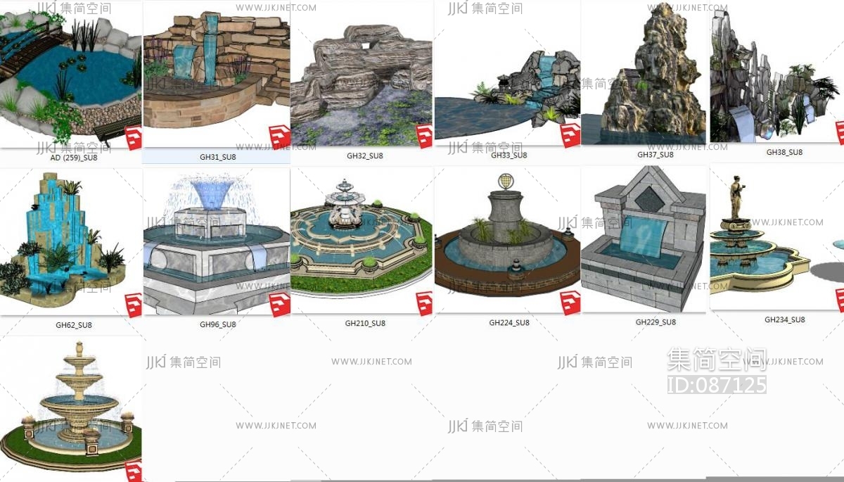 06欧式喷泉小品欧式风格室外喷泉, su草图模型下载-【集简空间】「每日更新」