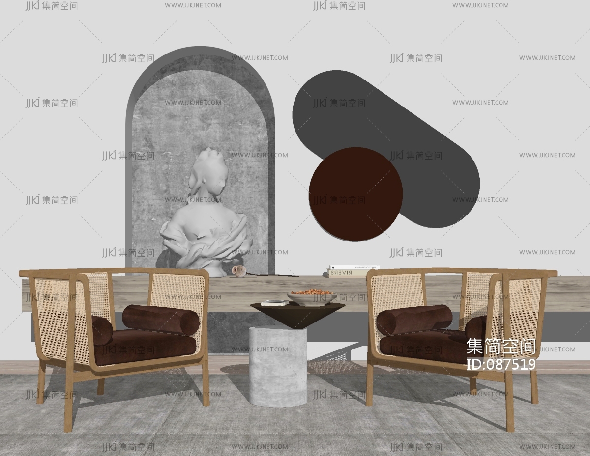 民宿休闲椅边几欧式人物雕塑D:162677su草图模型下载-【集简空间】「每日更新」