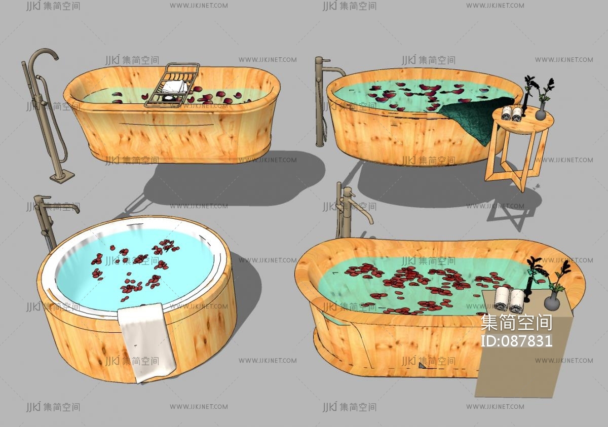 木桶 浴盆 泡澡桶设计图__3D作品_3D设计_设计图库_昵图网nipic.com