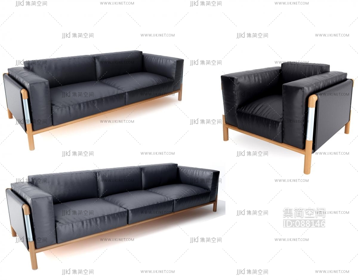 现代办公皮革沙发单人沙发3d模型下载-【集简空间】「每日更新」