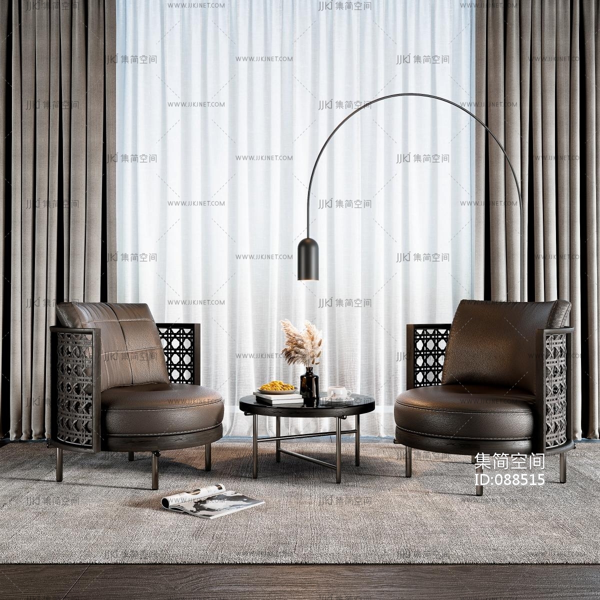 16米洛提 Minotti 单椅茶几组合3d模型下载-【集简空间】「每日更新」