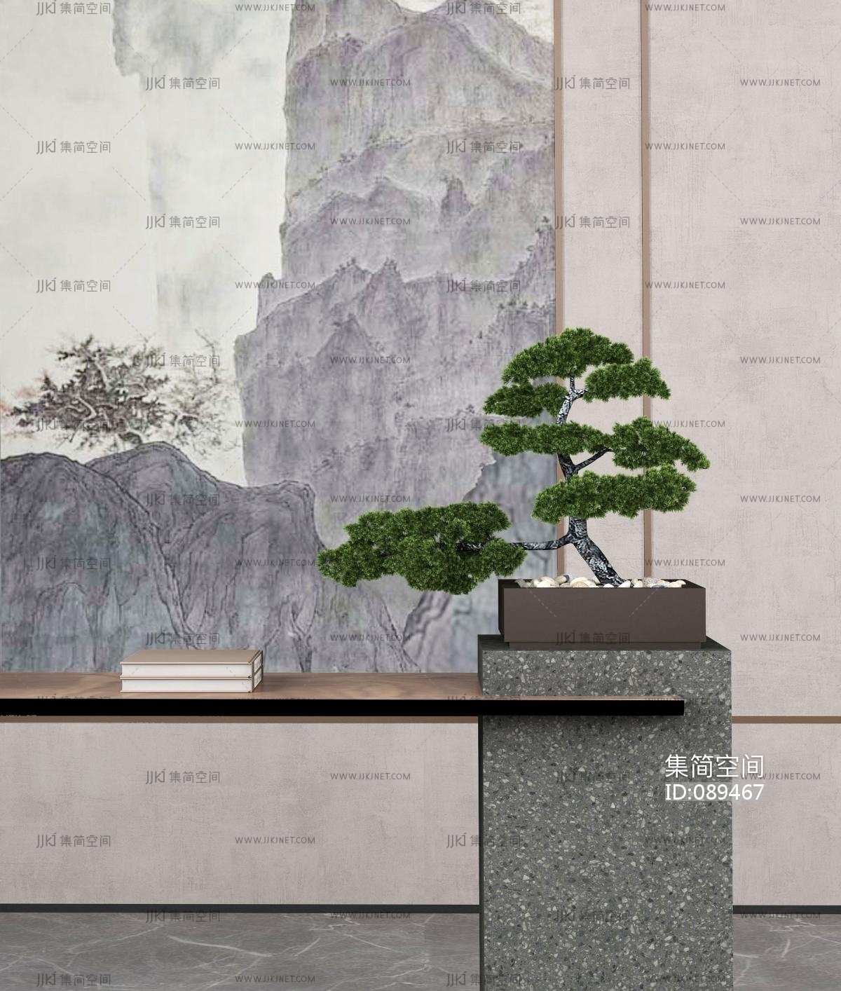 新中式盆景3d模型下载-【集简空间】「每日更新」