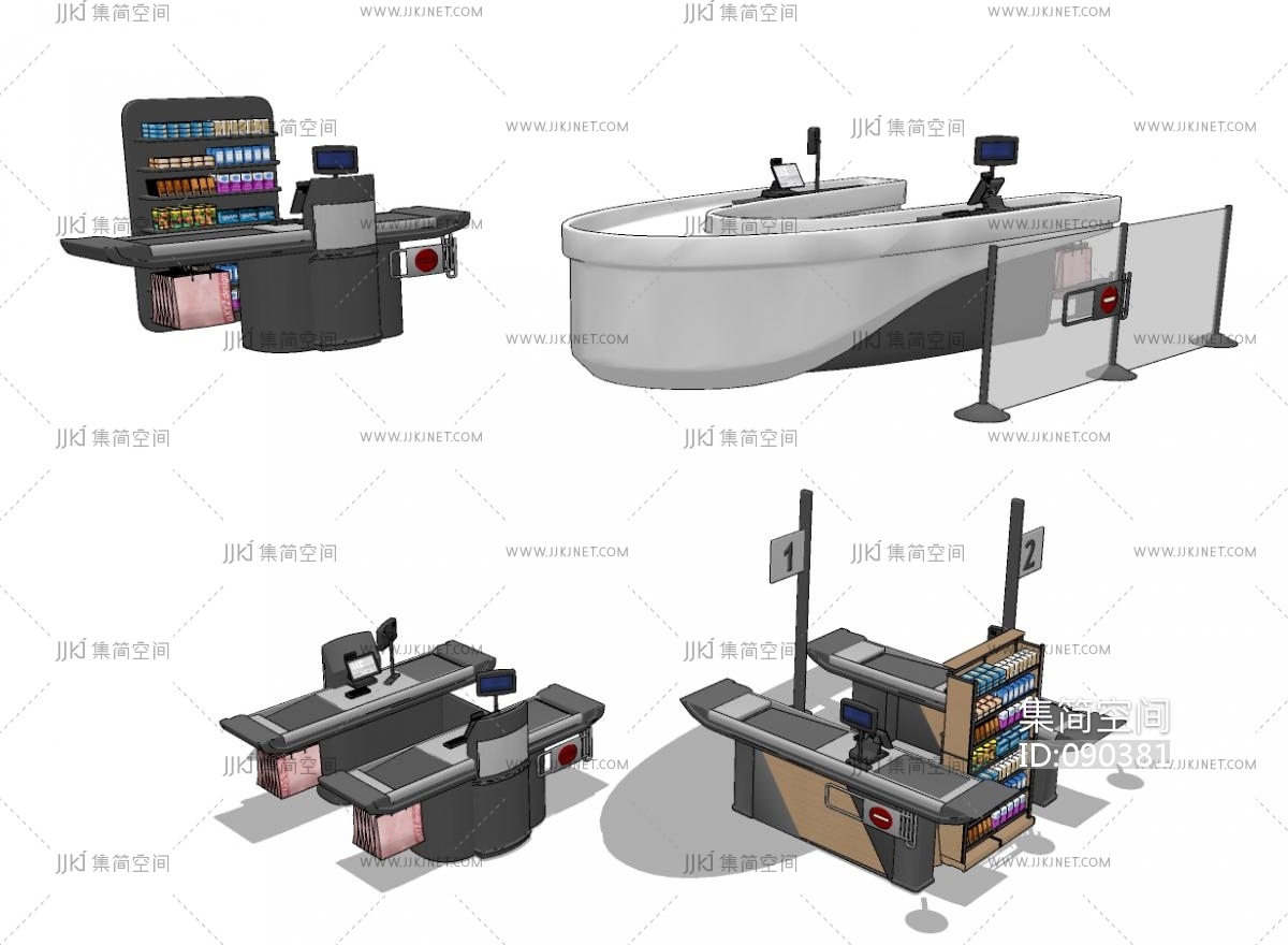 现代奶茶店收银台点餐台3d模型-免费3dmax模型库-欧模网