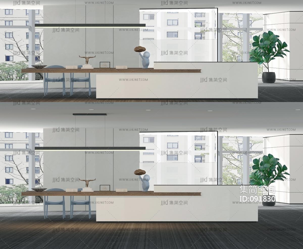 现代前台接待台3d模型下载-【集简空间】「每日更新」