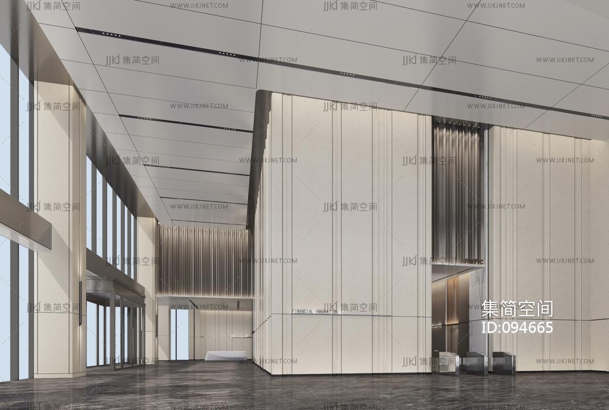 现代写字楼办公大堂3d模型下载-【集简空间】「每日更新」