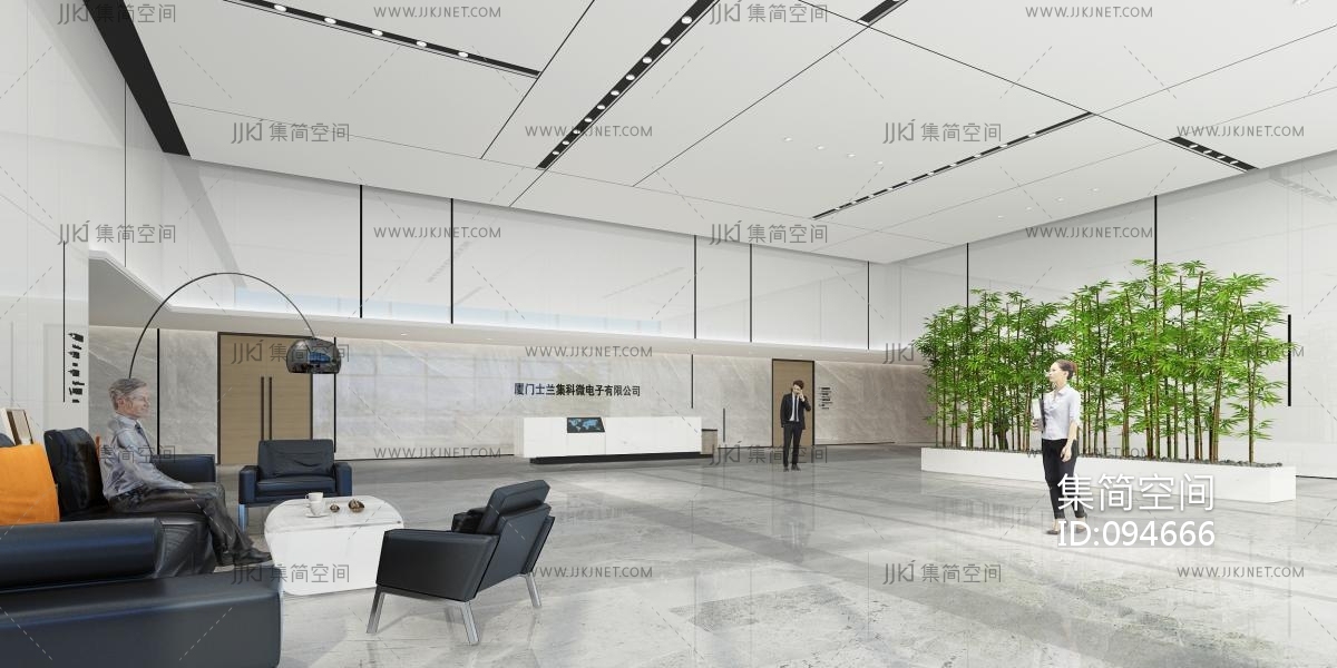 现代办公大堂3d模型下载-【集简空间】「每日更新」