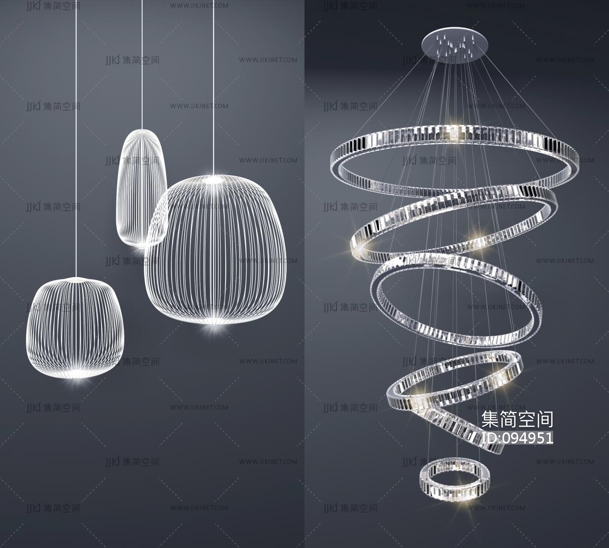 现代时尚水晶吊灯3d模型下载-【集简空间】「每日更新」