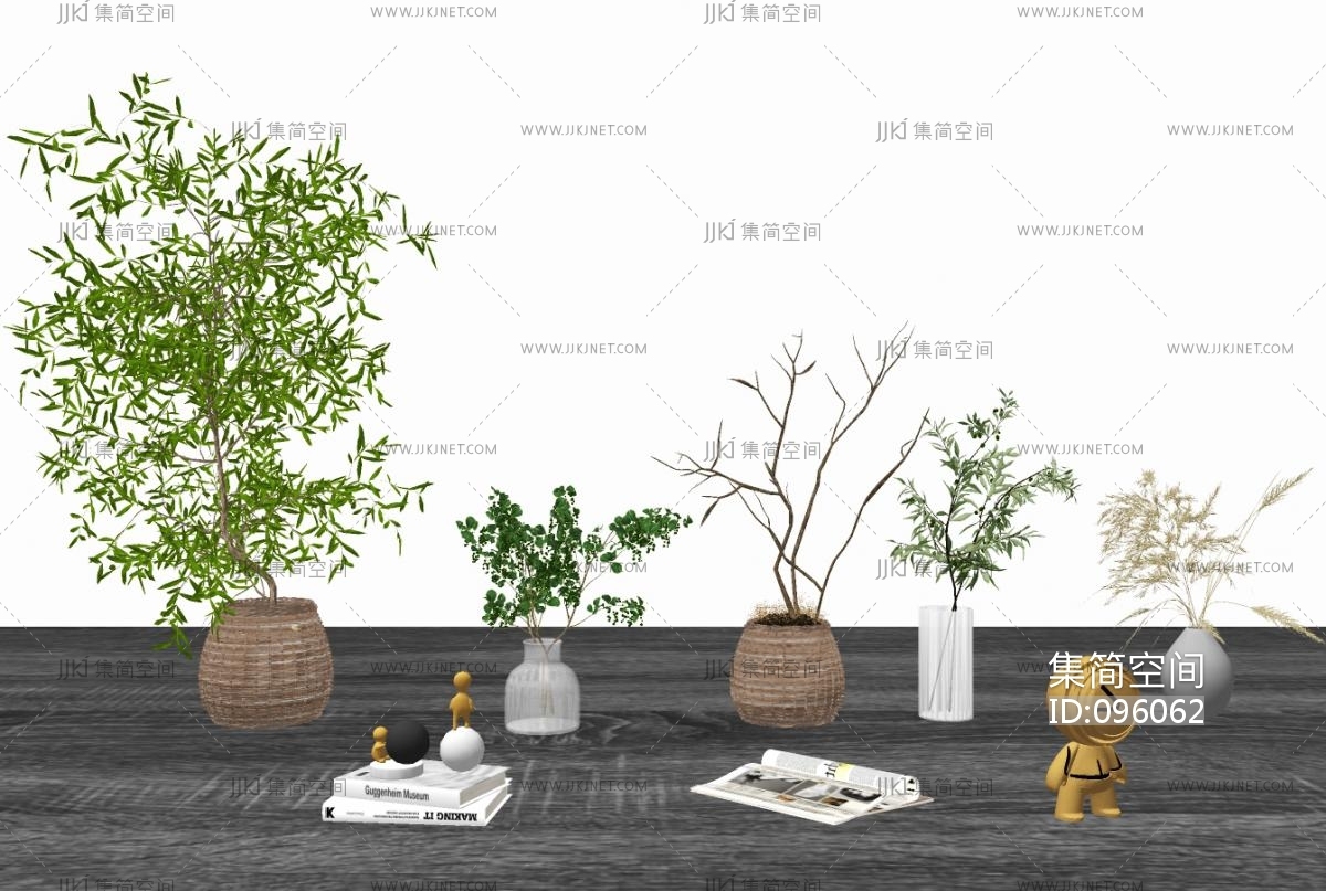 新中式枯枝花瓶花艺3d模型下载_ID11860676_3dmax免费模型-欧模网