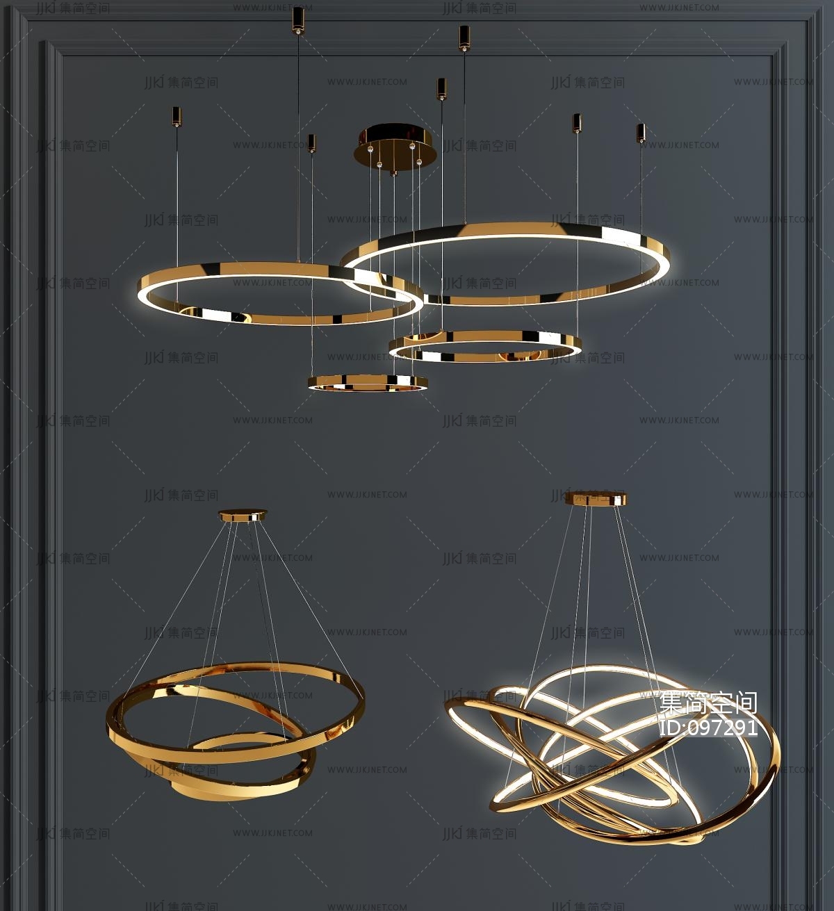 现代金属吊灯- 建E网3D模型下载网