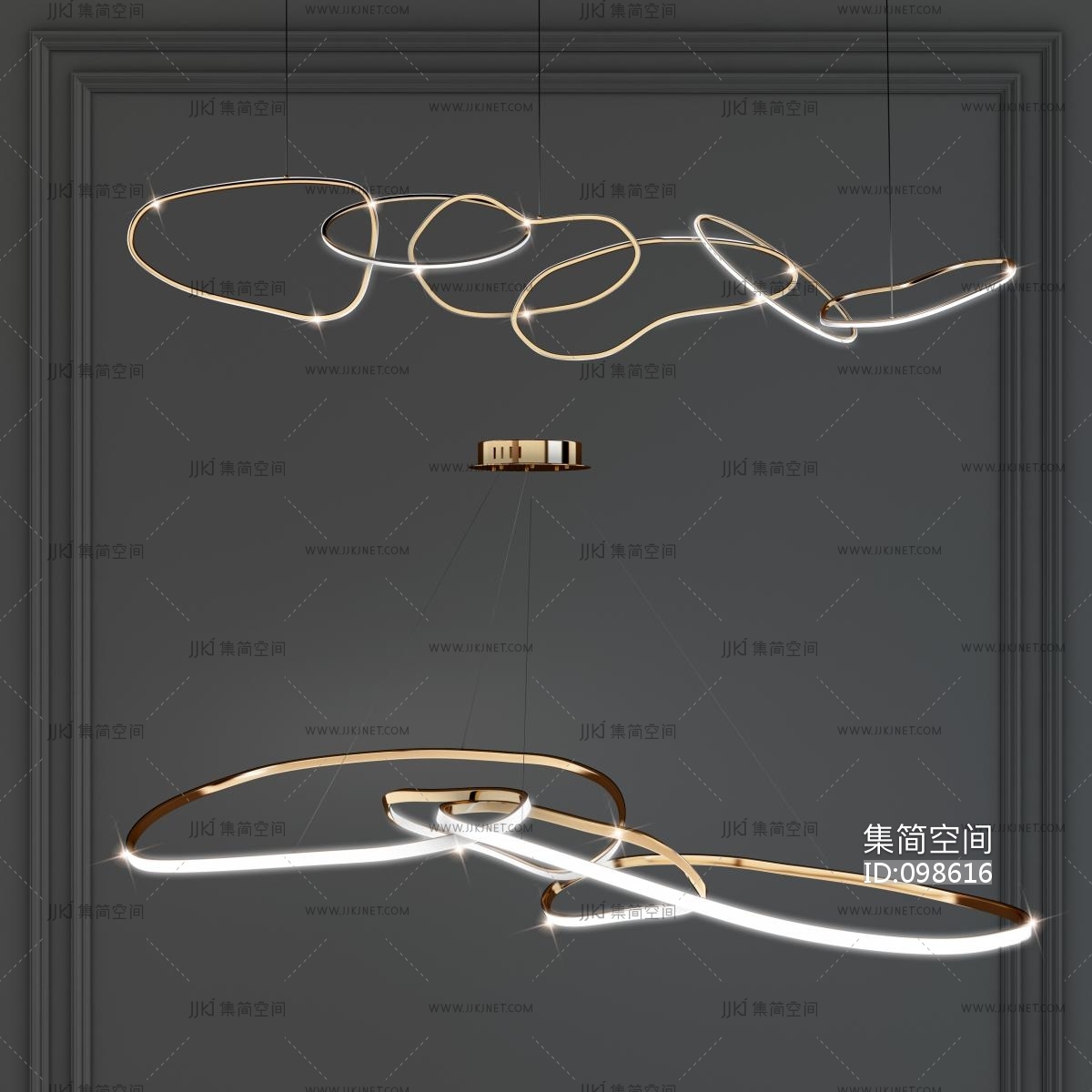 现代环形异形金属吊灯3d模型下载-【集简空间】「每日更新」