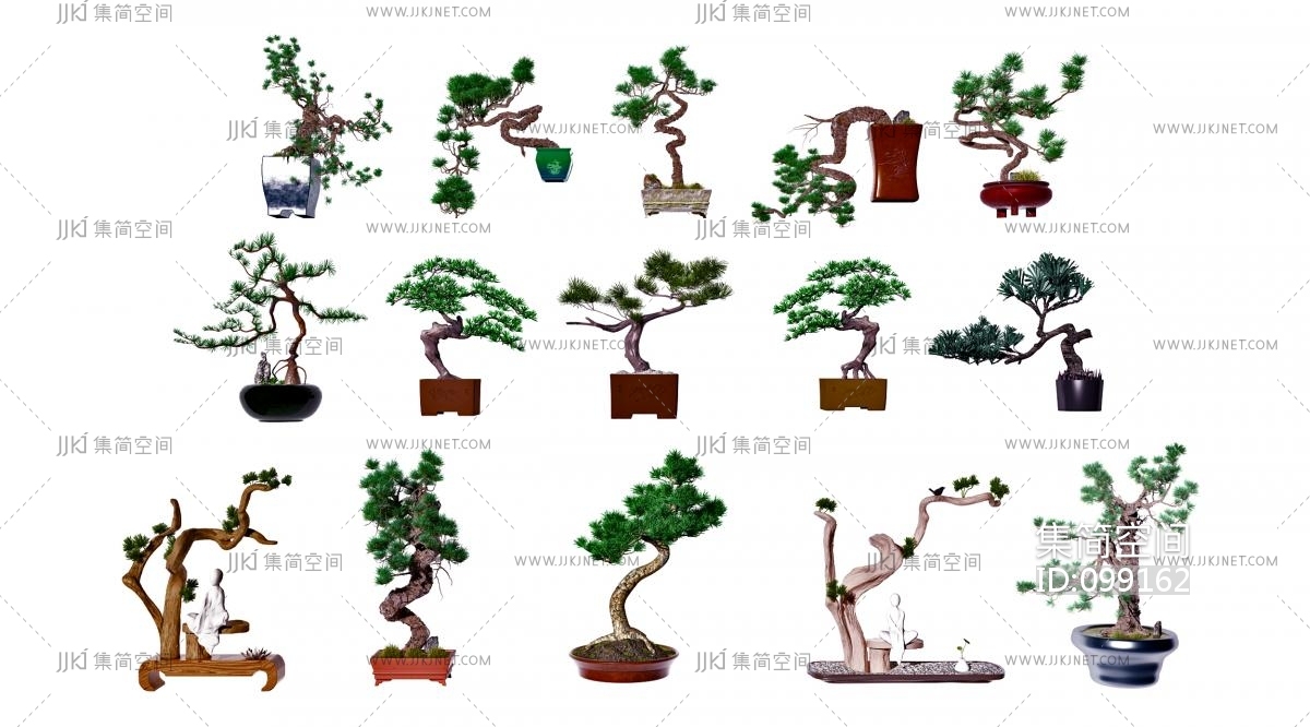 新中式松树盆栽盆景,花盆3d模型下载-【集简空间】「每日更新」