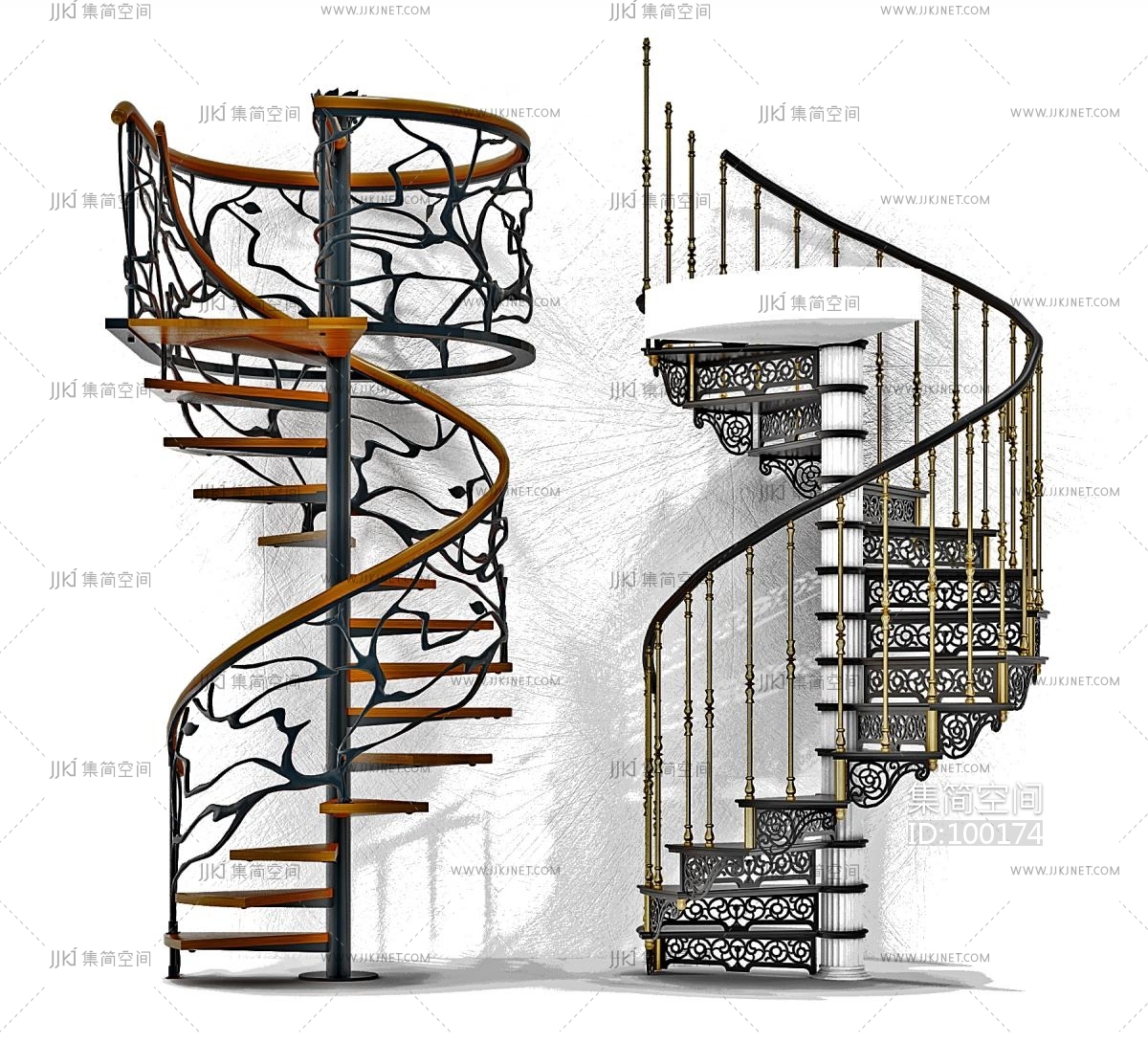 别墅室内旋转楼梯设计实景图_装信通网效果图
